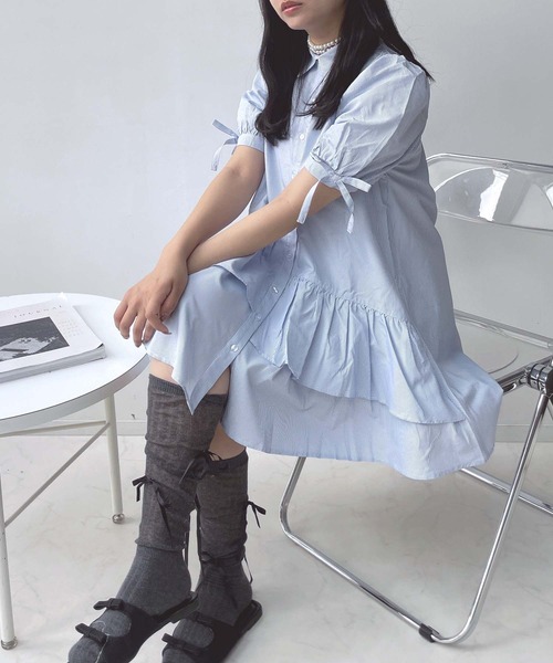 「AS KNOW AS plus」 半袖シャツ FREE サックスブルー レディース_画像6