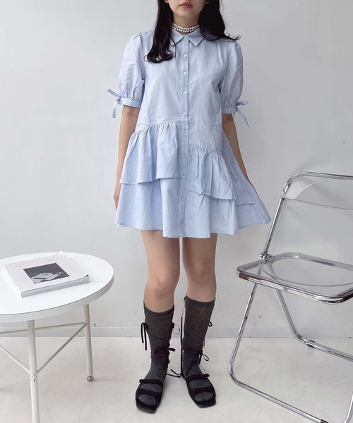 「AS KNOW AS plus」 半袖シャツ FREE サックスブルー レディース_画像9