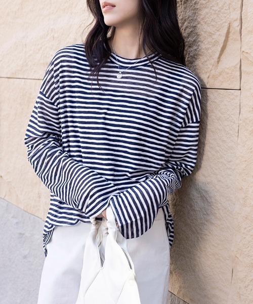 tシャツ ボーダー柄ロングスリーブカットソー レディース : ZOZOTOWN