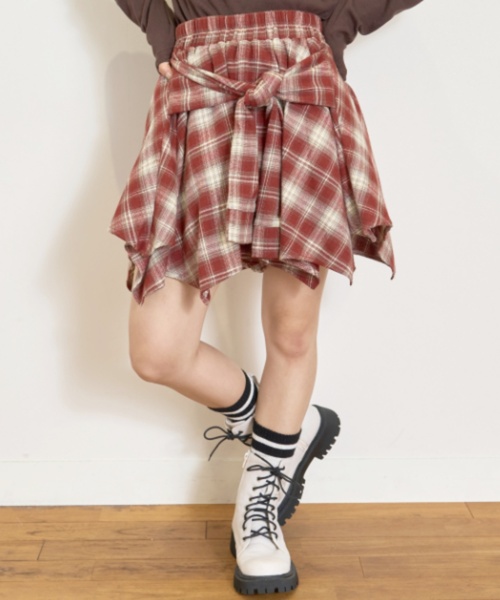 LOVETOXIC パンツ 「LTXC」腰巻き風チェックキュロット キッズ 子供服