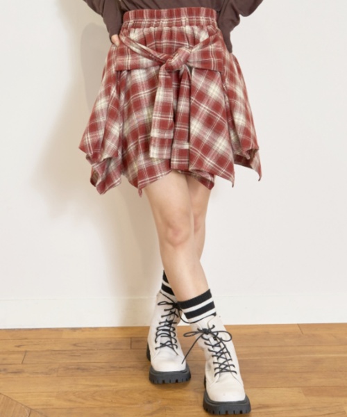 LOVETOXIC パンツ 「LTXC」腰巻き風チェックキュロット キッズ 子供服
