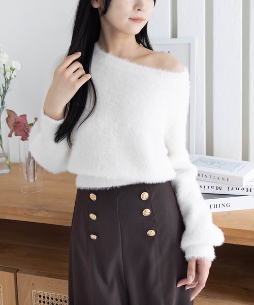 clear ニット セーター 3wayフェザーニットトップス「大人 カジュアル