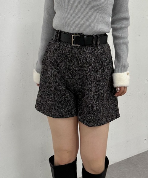 archives（アルシーヴ） パンツ ベルト付ツイードショートパンツ