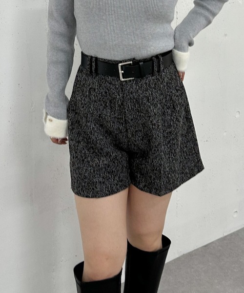 archives（アルシーヴ） パンツ ベルト付ツイードショートパンツ