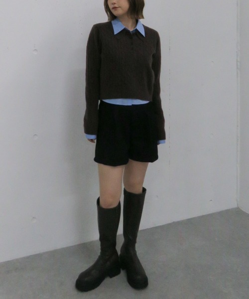 archives（アルシーヴ） パンツ ベルト付ツイードショートパンツ