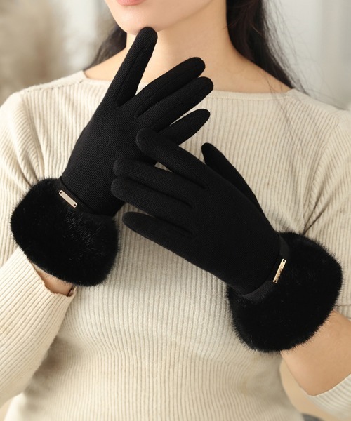 miniministore（ミニミニストア） 手袋 裏起毛ファー手袋冬 防風保温