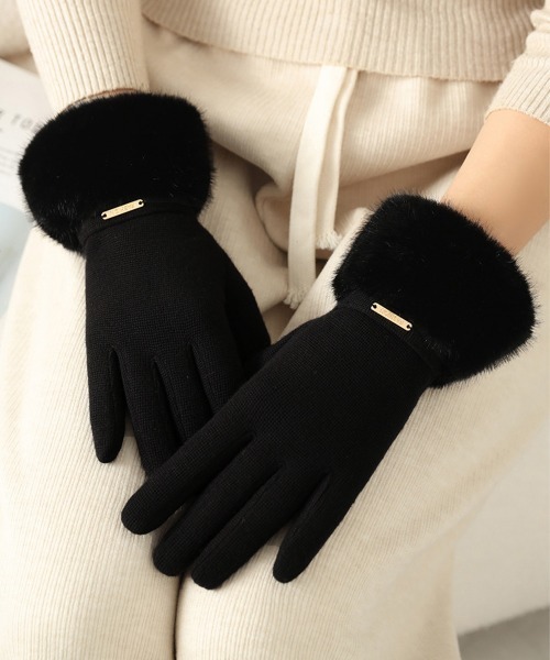miniministore（ミニミニストア） 手袋 裏起毛ファー手袋冬 防風保温