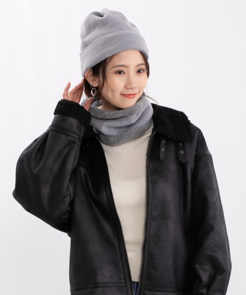 ニット帽 ニットキャップ リバーシブルニット帽×ネックウォーマー2点