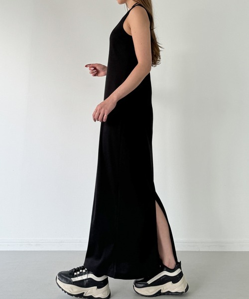 「JUNOAH」 ノースリーブワンピース MEDIUM ブラック レディース_画像5