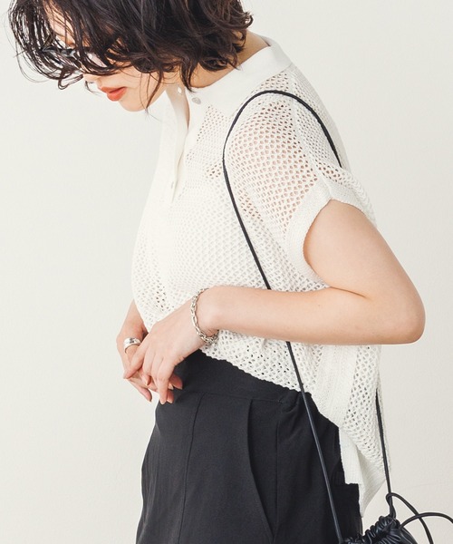 「hunch」 半袖ニット FREE ライトブルー レディース_画像2