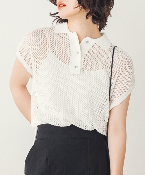 「hunch」 半袖ニット FREE ライトブルー レディース_画像4