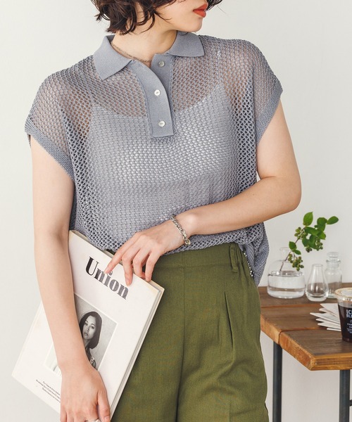 「hunch」 半袖ニット FREE ライトブルー レディース_画像6