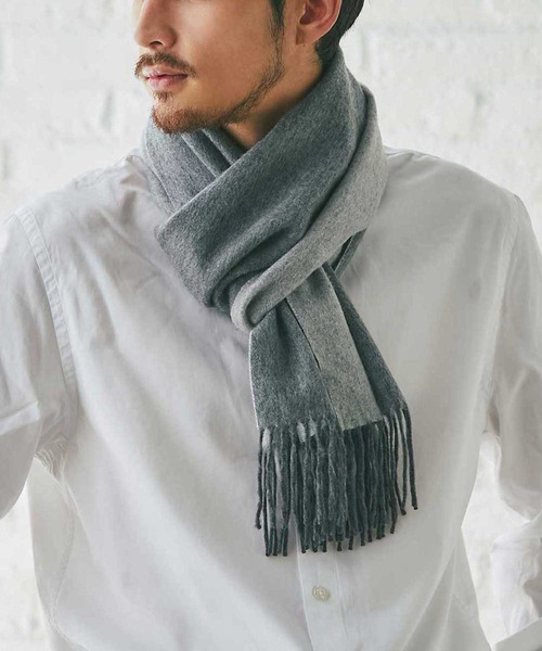 IMC マフラー カシミヤ100％ メンズ リバーシブルマフラー メンズ