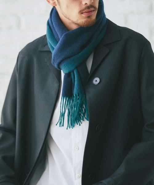 IMC マフラー カシミヤ100％ メンズ リバーシブルマフラー メンズ