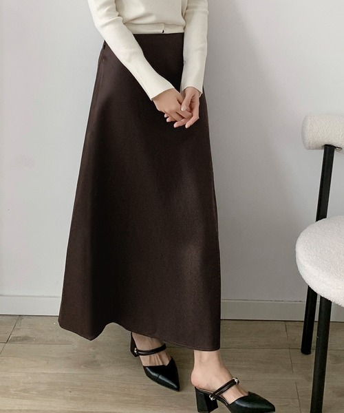 LOWO スカート フェイクレザー Aライン ロングスカート 冬 秋冬 フレア