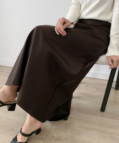 LOWO スカート フェイクレザー Aライン ロングスカート 冬 秋冬 フレア