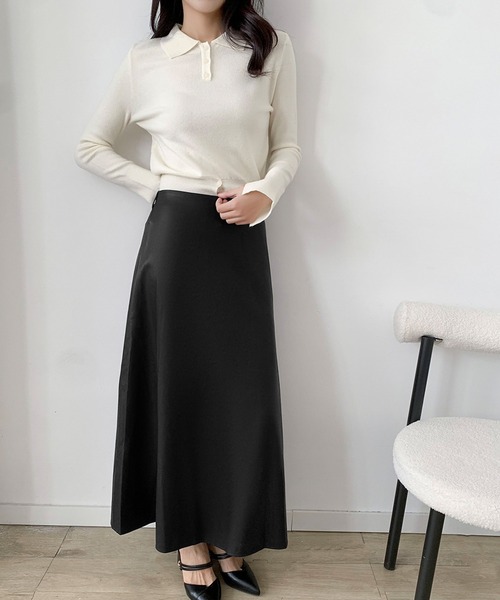 LOWO スカート フェイクレザー Aライン ロングスカート 冬 秋冬 フレア