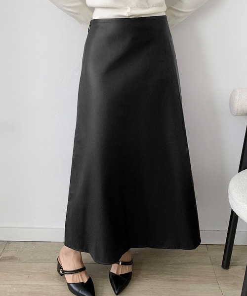 LOWO スカート フェイクレザー Aライン ロングスカート 冬 秋冬 フレア