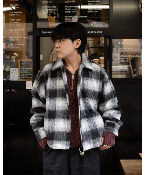 CIASU セーター ニット レトロチェックシャツブルゾン メンズ