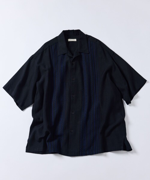 「FREAK'S STORE」 半袖シャツ MEDIUM ネイビー メンズ_画像4
