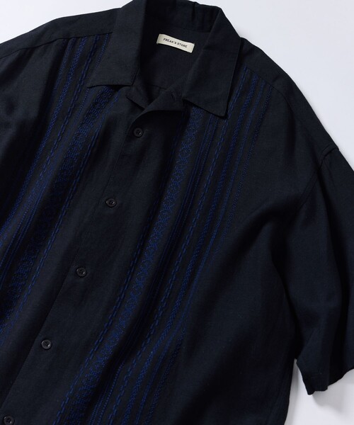 「FREAK'S STORE」 半袖シャツ MEDIUM ネイビー メンズ_画像5