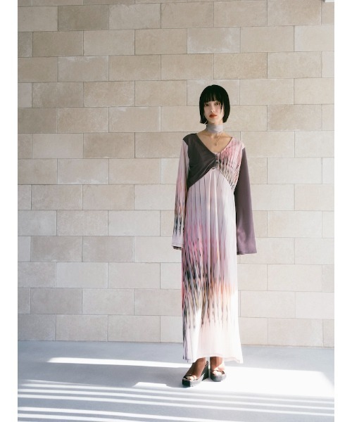 Sahara ワンピース　今期 sahara（サハラ） ワンピース Art Line Print 2piece Dress : ZOZOTOWN