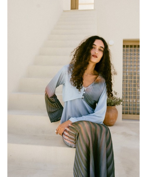 Sahara ワンピース　今期 sahara（サハラ） ワンピース Art Line Print 2piece Dress : ZOZOTOWN