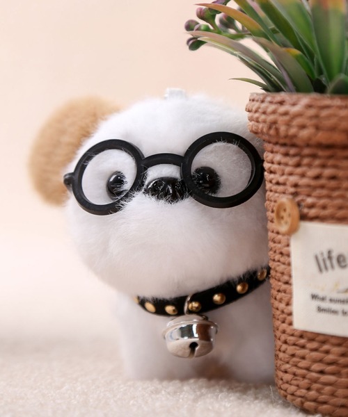 ALMO キーホルダー 「Bls」「ZA」「Bling Leads」めがねわんこ 犬(BL