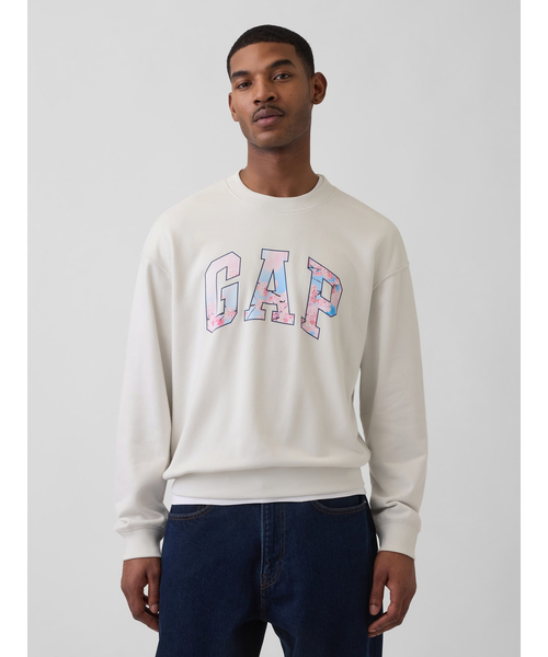 【ベージュ】CAFE graphic ロゴプリント スウェット オーバーサイズ / ユニセッ GAP（ギャップ） トレーナー スウェット オーバーサイズ GAPロゴ