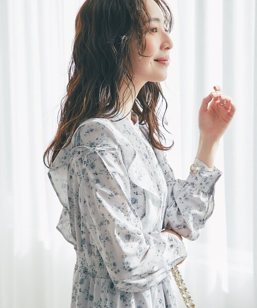 新品　ラブティックボンボン　小花プリントマーメイドワンピース　ホワイト 今すぐお届け！・最強愛されワンピース】小花プリントマーメイド