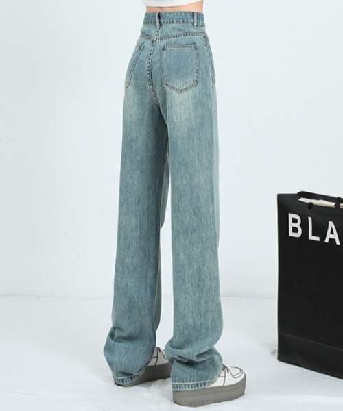 ジーンズ デニム デニムパンツ ハイウエストストレートデニムパンツ レディース | LACーVERT | 19