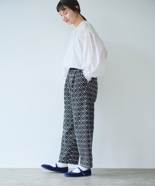 yuni パンツ 単色刺繍wide pettit pants レディース : ZOZOTOWN Yahoo