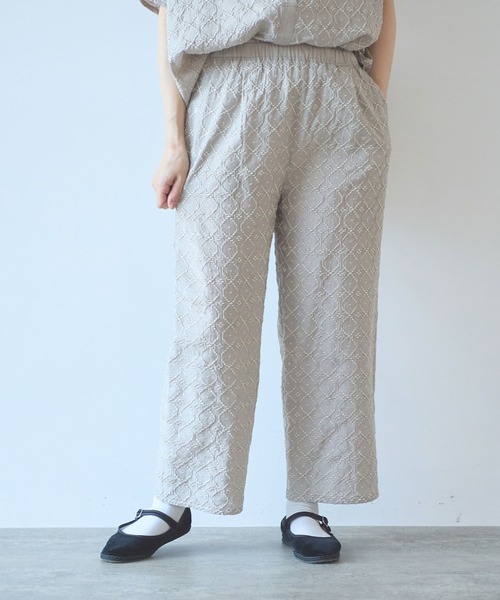 yuni パンツ 単色刺繍wide pettit pants レディース : ZOZOTOWN Yahoo