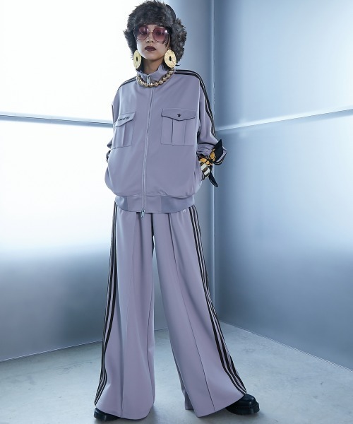 「GEVS.」 「SMILELAND」ジャージブルゾン 3L ブラック レディース_画像5