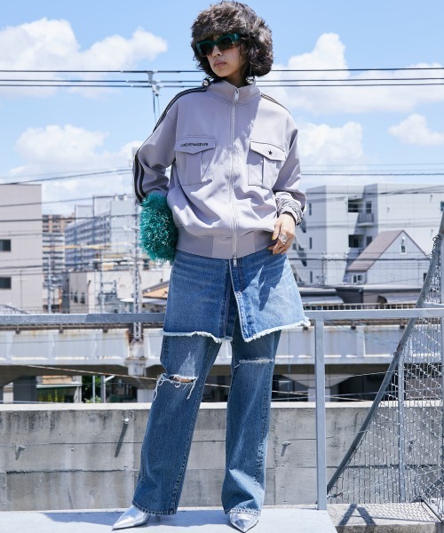 「GEVS.」 「SMILELAND」ジャージブルゾン 3L ブラック レディース_画像7