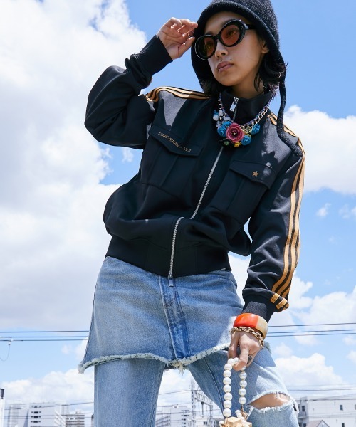 「GEVS.」 「SMILELAND」ジャージブルゾン 3L ブラック レディース_画像8