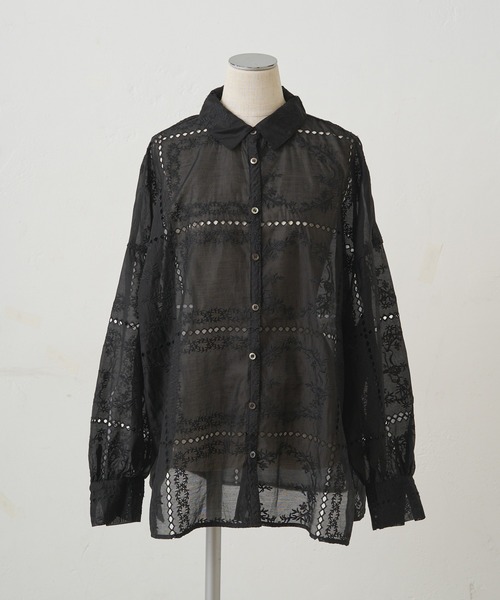 pual ce cin ブラウス シャツ パッチワーク刺繍レースブラウス