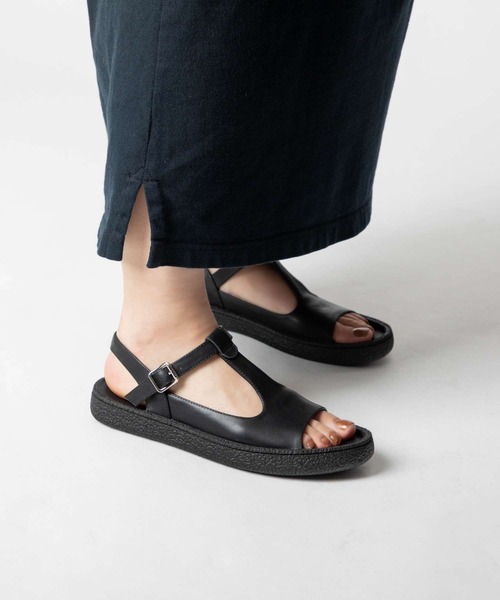 【未使用レベル】モヒ　サンダル　Tストラップ　40 ブラック MOHI（モヒ） サンダル MOHI T Strap Leather Sandal Tストラップ