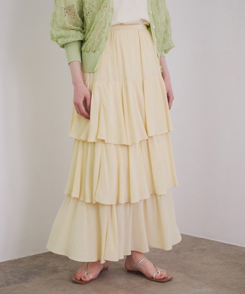 「MADEMOISELLE ROPE'」 フリルスカート 36 イエロー レディース_画像4