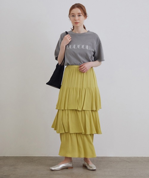 「MADEMOISELLE ROPE'」 フリルスカート 36 イエロー レディース_画像5