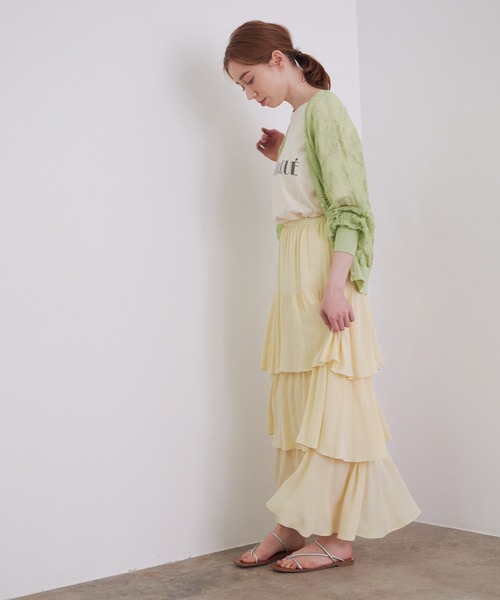 「MADEMOISELLE ROPE'」 フリルスカート 36 イエロー レディース_画像7