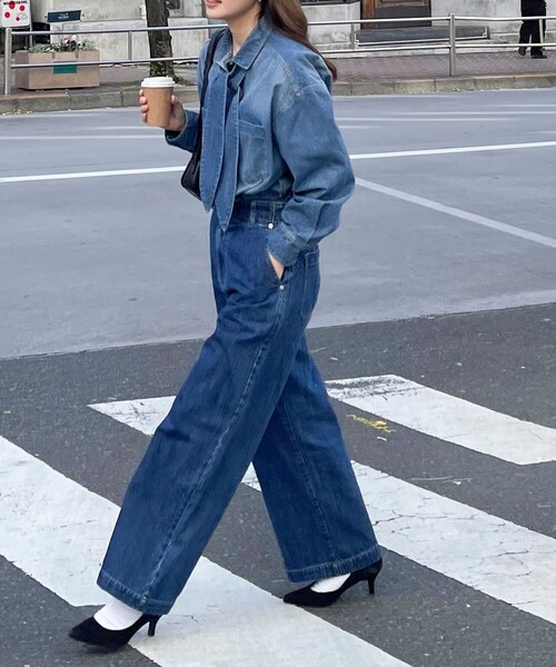 「fredy emue」 デニムパンツ 38 サックスブルー レディース_画像3