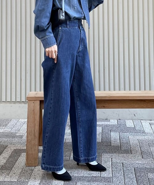 「fredy emue」 デニムパンツ 38 サックスブルー レディース_画像6