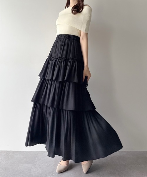 「mipiarl」 フリルスカート MEDIUM ホワイト レディース_画像3