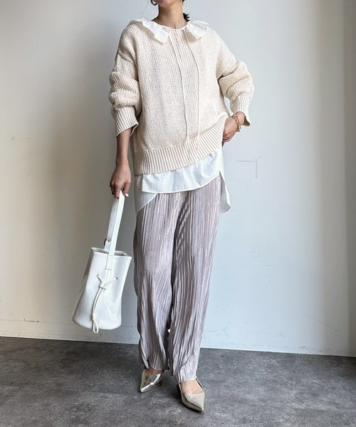 「DouDou」 長袖ニット FREE グレー レディース_画像4