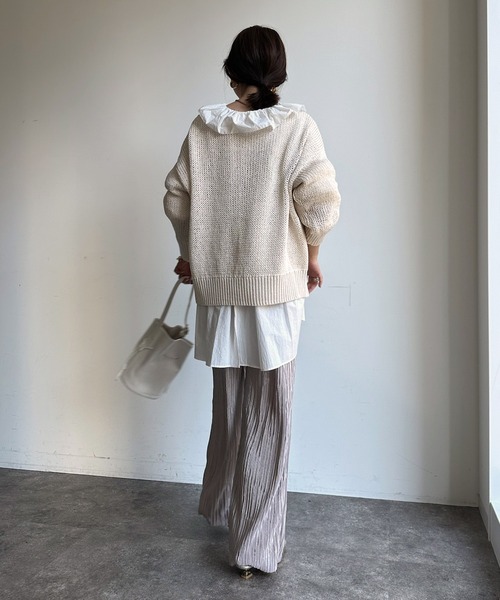 「DouDou」 長袖ニット FREE グレー レディース_画像6