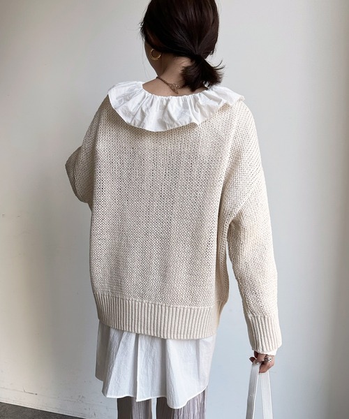 「DouDou」 長袖ニット FREE グレー レディース_画像7