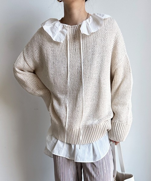 「DouDou」 長袖ニット FREE グレー レディース_画像8