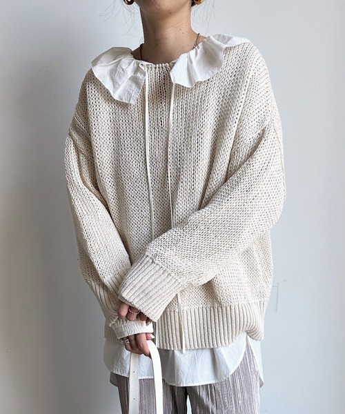 「DouDou」 長袖ニット FREE グレー レディース_画像9