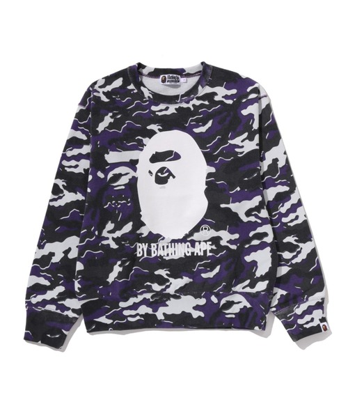 トレーナー スウェット GLITCH WOODLAND CAMO BY BATHING APE CREWNECK SWEATSHIRT レディースの画像